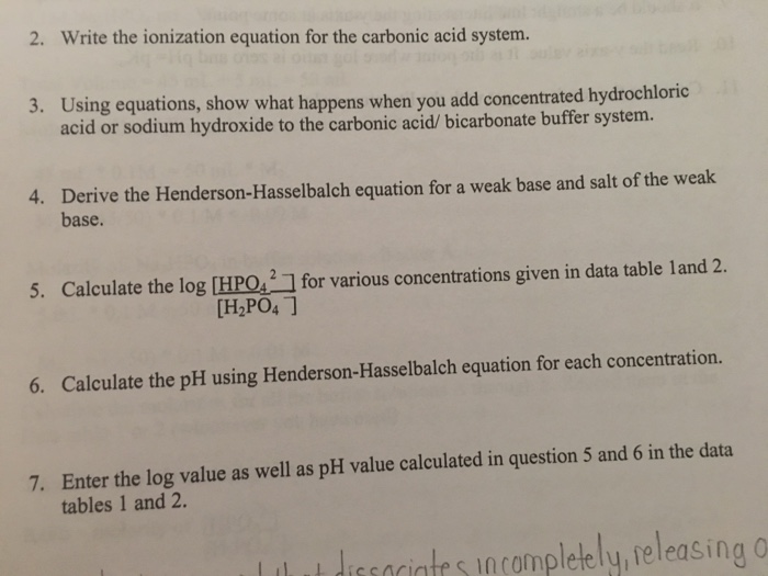 Solved Write the ionization equation for the carbonic acid