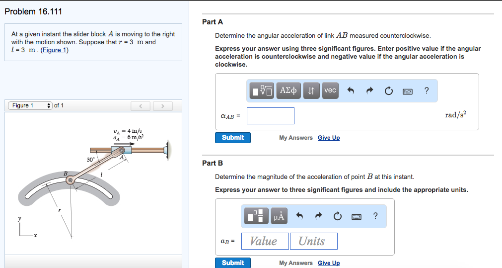 Solved Problem 16.111 At a given instant the slider block A | Chegg.com