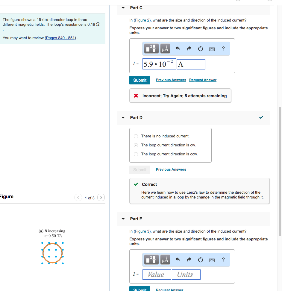 Solved Part C The figure shows a 15-cm-diameter loop in | Chegg.com