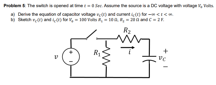 Solved Problem 5: The Switch Is Opened At Time T = 0 Sec. 