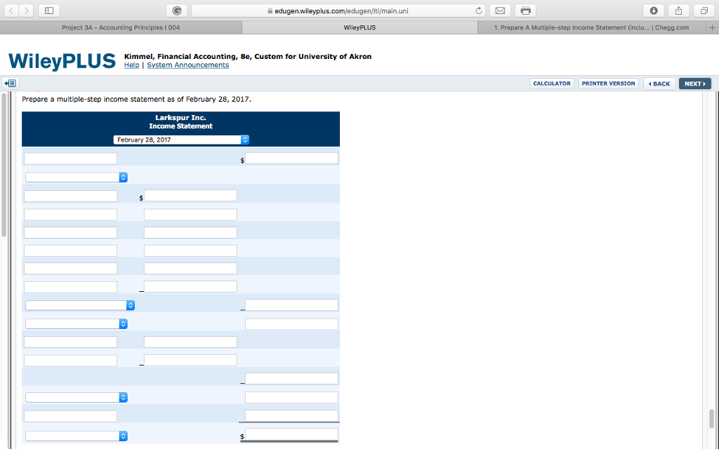 Solved: Edugen Wileyplus.com/edugenlltilmain.uni Project 3... | Chegg.com