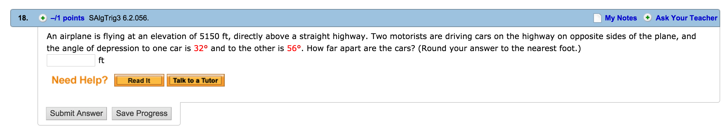 Solved 18. -/1 points SAlgTrig3 6.2.056. My Notes Ask Your | Chegg.com