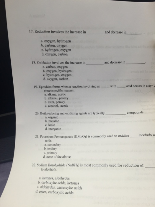 Solved Reduction involves the increase in and decrease in | Chegg.com