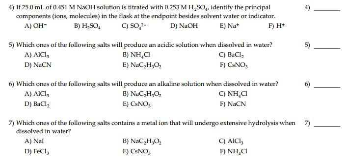 Solved 4) If 25.0 Ml Of 0.451 M Naoh Solution Is Titrated 