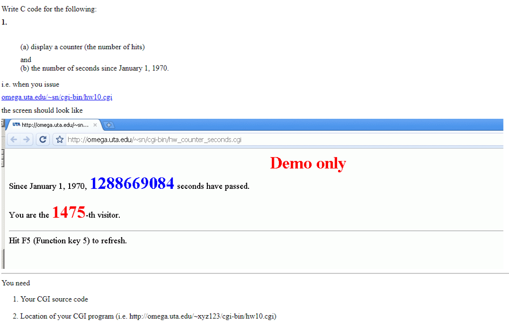 Write c code for the following a display a counter chegg