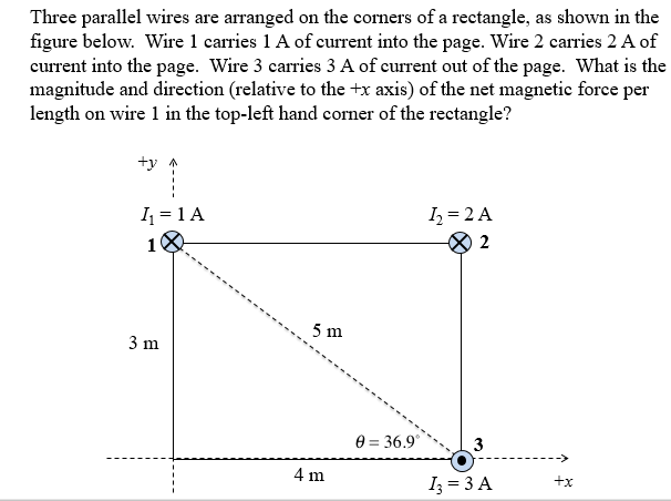 Solved Three parallel wires are arranged on the comers of a | Chegg.com