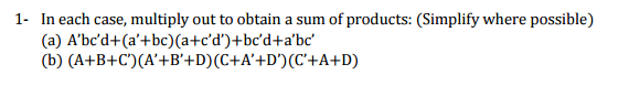 Solved In Each Case, Multiply Out To Obtain A Sum Of | Chegg.com