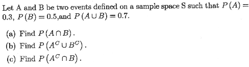 Solved Let A And B Be Two Events Defined On A Sample Space S | Chegg.com