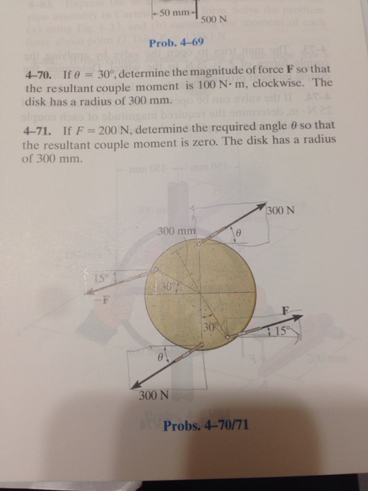 Solved Prob. 4-69 4-70. If Theta = 30 Degree, Determine The | Chegg.com