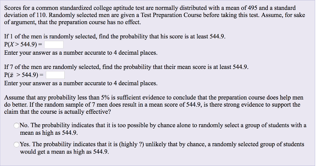 Solved Scores For A Common Standardized College Aptitude Chegg