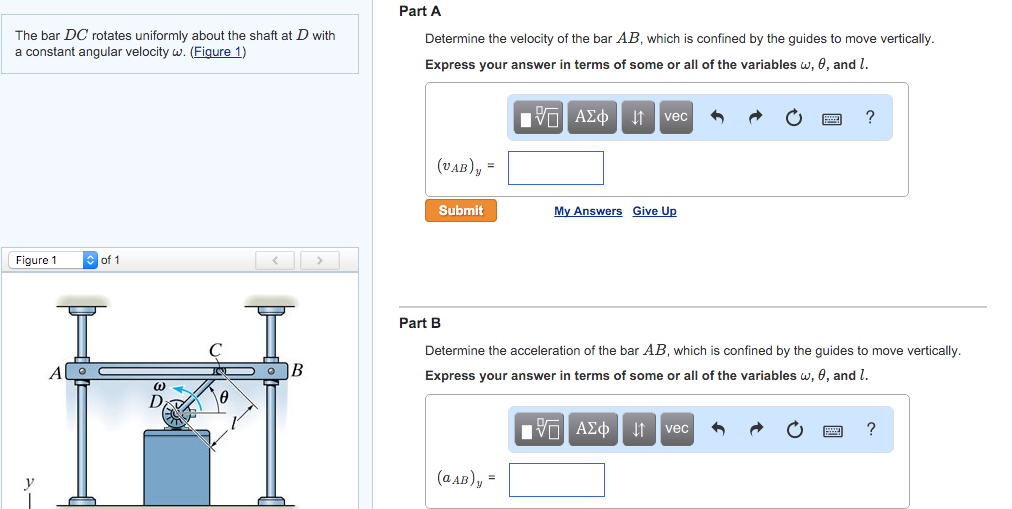 Solved The bar DC rotates uniformly about the shaft at D | Chegg.com