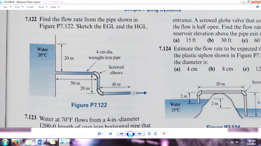 Solved 7.122 Find the flow rate from the pipe shown in | Chegg.com