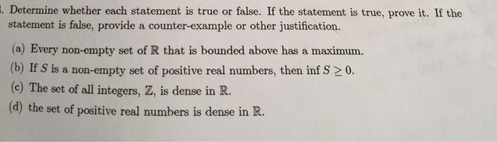 Solved Determine whether each statement is true or false. If | Chegg.com