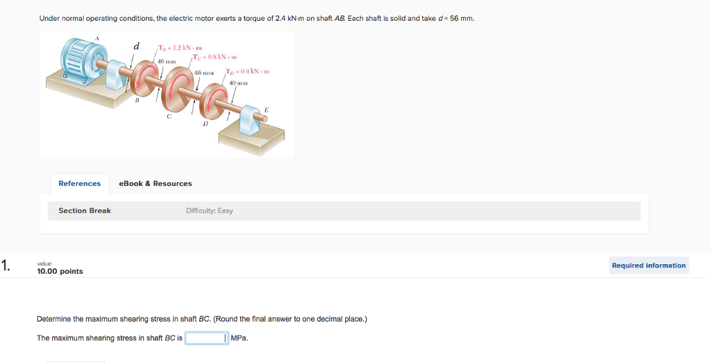 Solved Under normal operating conditions, the electric motor | Chegg.com