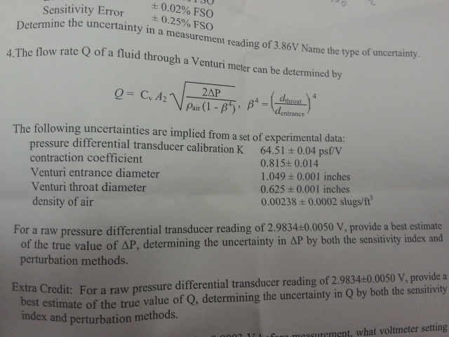 The flow rate Q of a fluid through a venture meter | Chegg.com