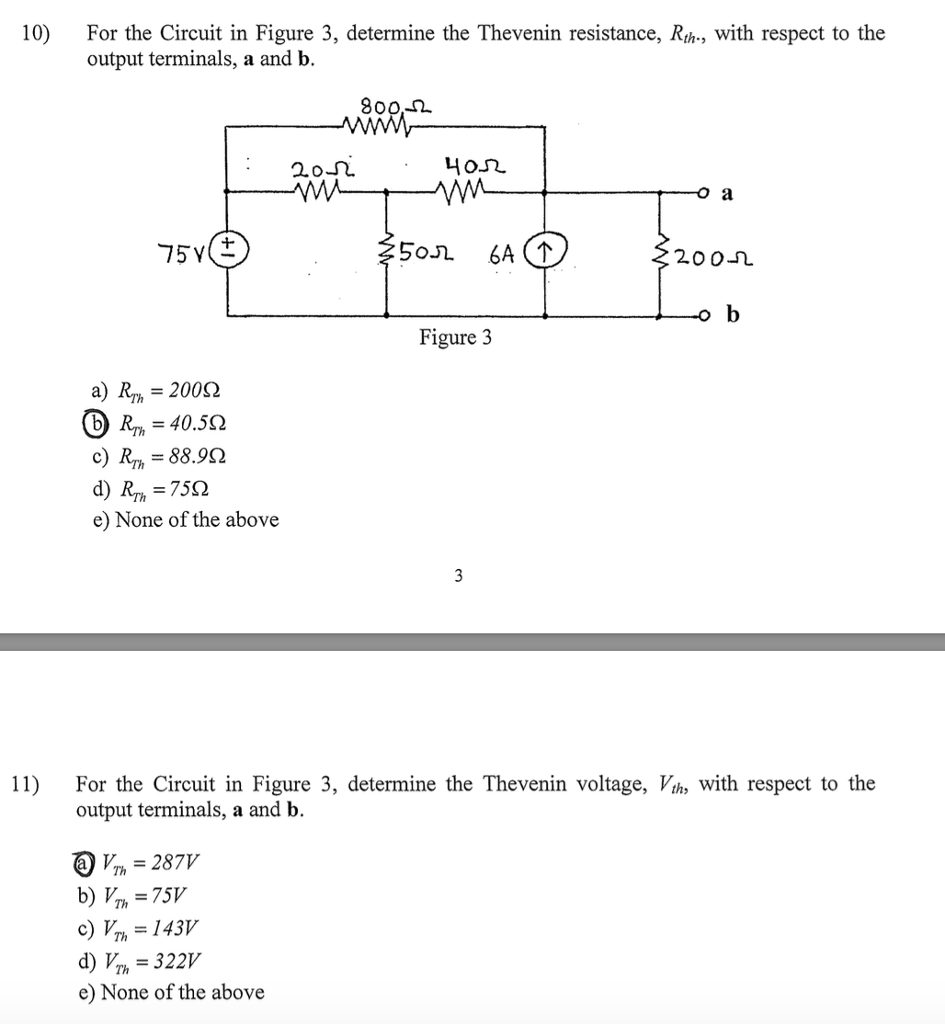 Solved For the Circuit in Figure 3, determine the Thevenin | Chegg.com