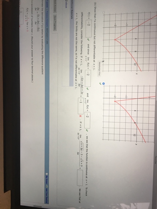 Show that f is continuous but not differentiable at x | Chegg.com