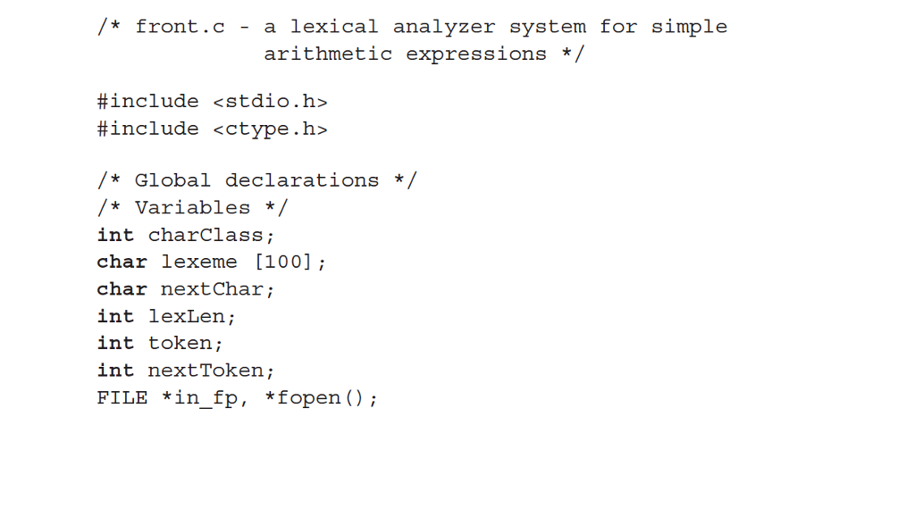 Convert the lexical analyzer (which is written in C) given...get 2