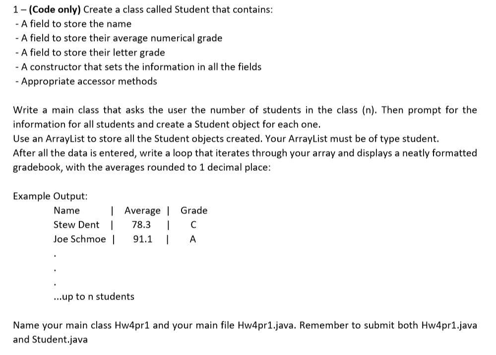 Solved 1- (Code only) Create a class called Student that | Chegg.com
