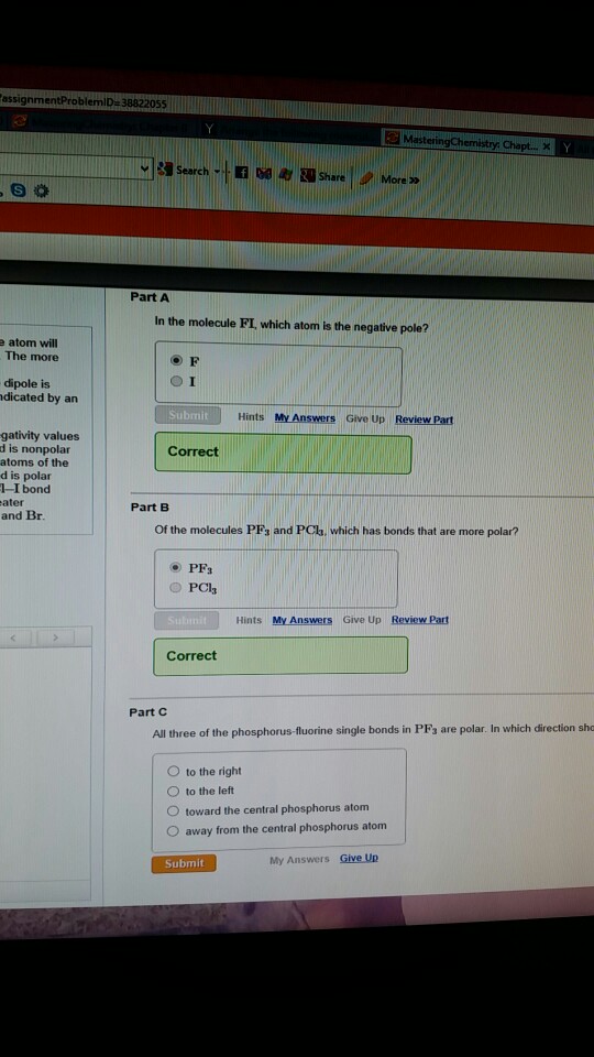 Solved In the molecule FI, which atom is the negative pole? | Chegg.com