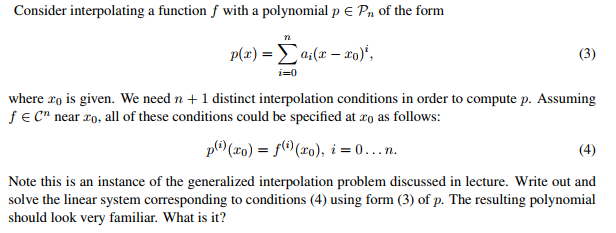 Solved Consider interpolating a function/with a polynomial p | Chegg.com