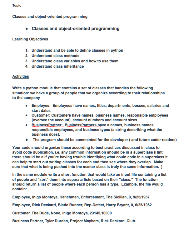 Solved Topic Classes and object-oriented programming Classes | Chegg.com