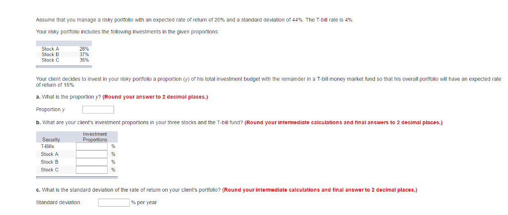 Solved Assume That You Manage A Risky Portfolio With An 0746