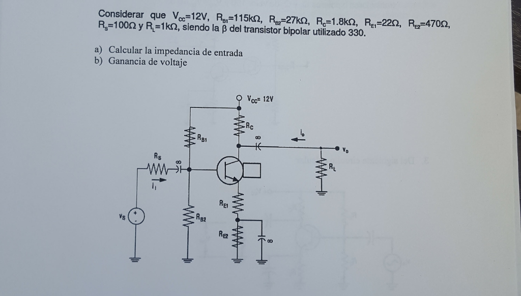 Solved Calculate : A) Input Impedance B) Voltage Gain | Chegg.com