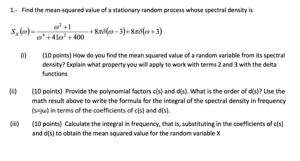 Find the meansquared value of a stationary random