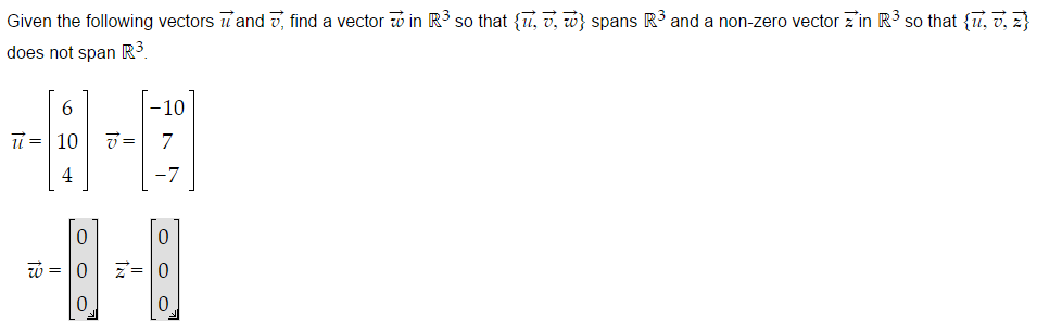 Solved Given the following vectors ?u and ?v, find a vector | Chegg.com