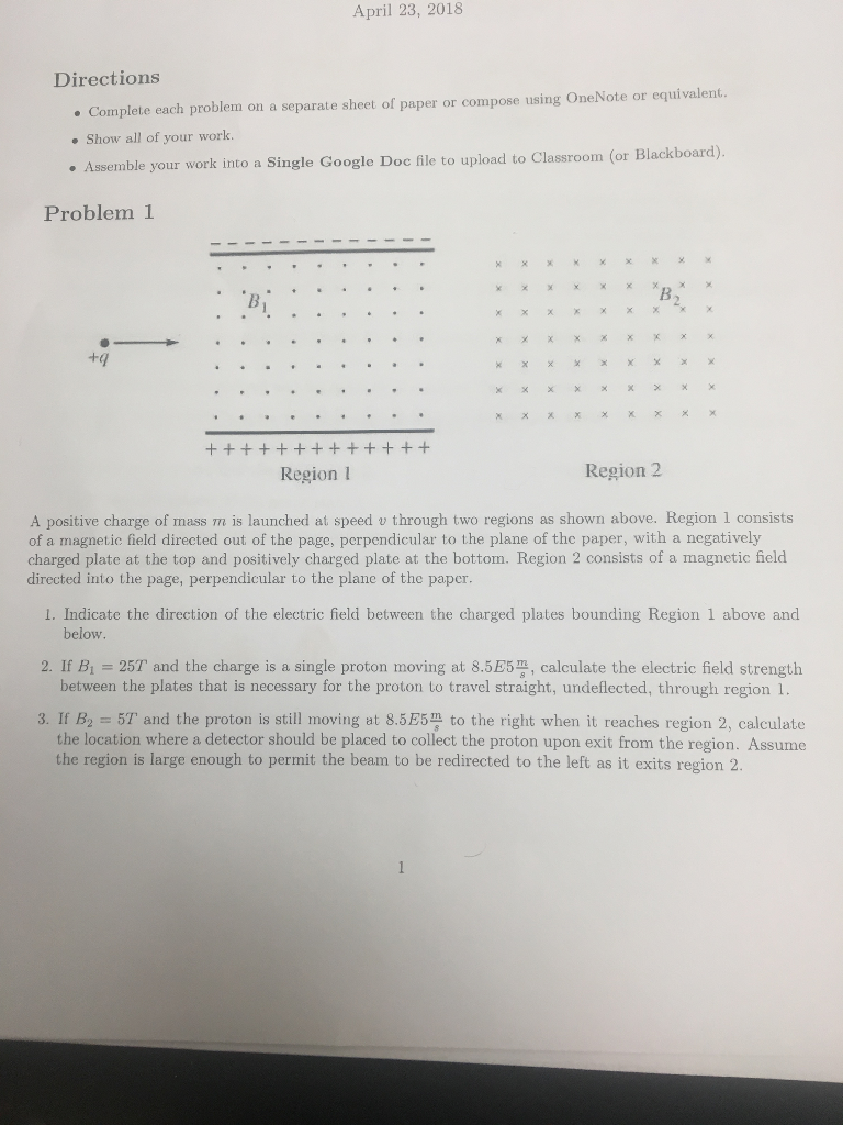 Solved April 23, 2018 Directions Complete Each Problem On A | Chegg.com