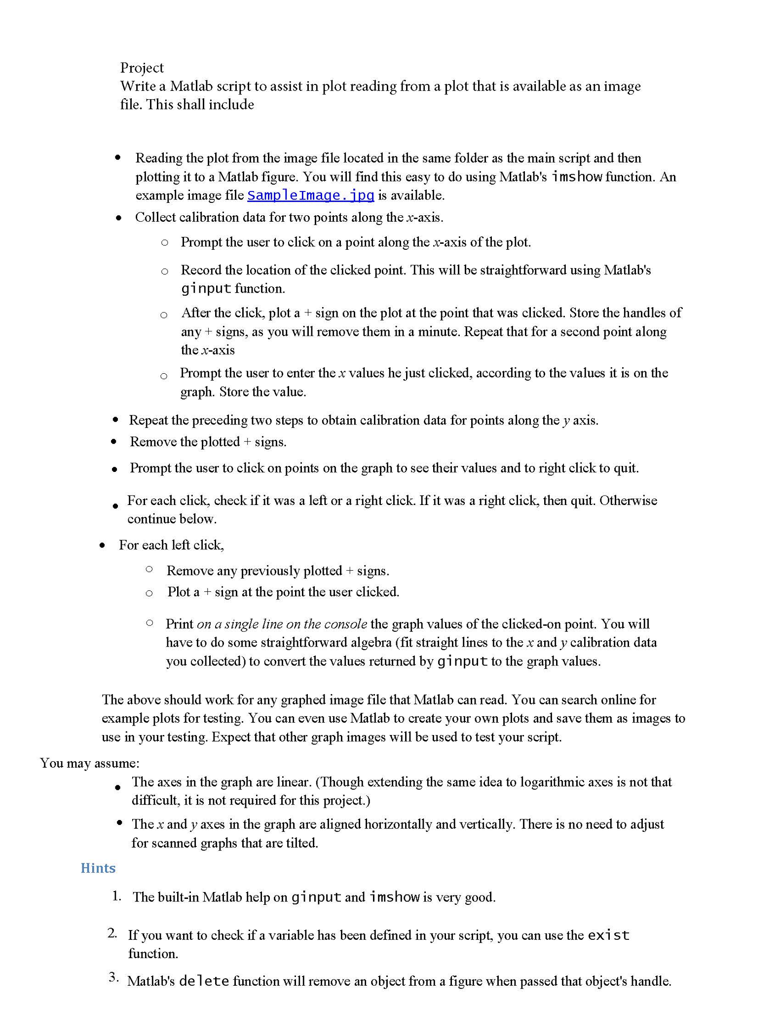 Solved Write a Matlab script to assist in plot reading from | Chegg.com