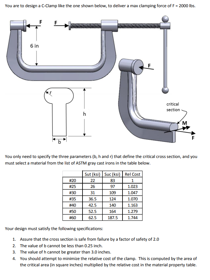 Solved You are to design a Cclamp like the one shown below,
