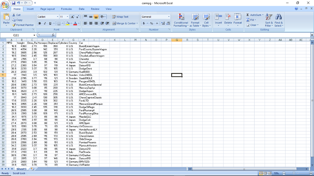 carmpg Microsoft Excel HomeInsertPage LayoutFormulas | Chegg.com