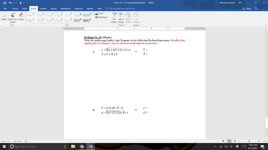 Solved Write the multi-rung Ladder Logic Program for the | Chegg.com