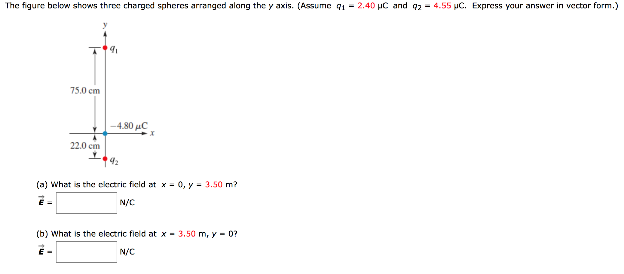 Solved The figure below shows three charged spheres arranged | Chegg.com