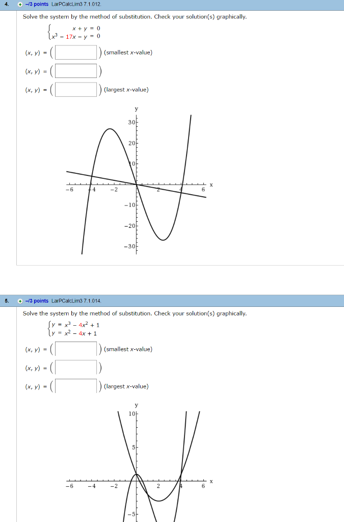 Solved Solve the system by the method of substitution. Check | Chegg.com