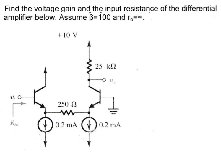 Solved Find the voltage gain and the input resistance of the | Chegg.com