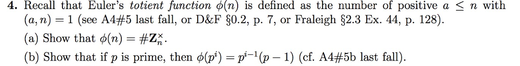 Solved Recall That Euler's Totient Function Phi (n) Is | Chegg.com