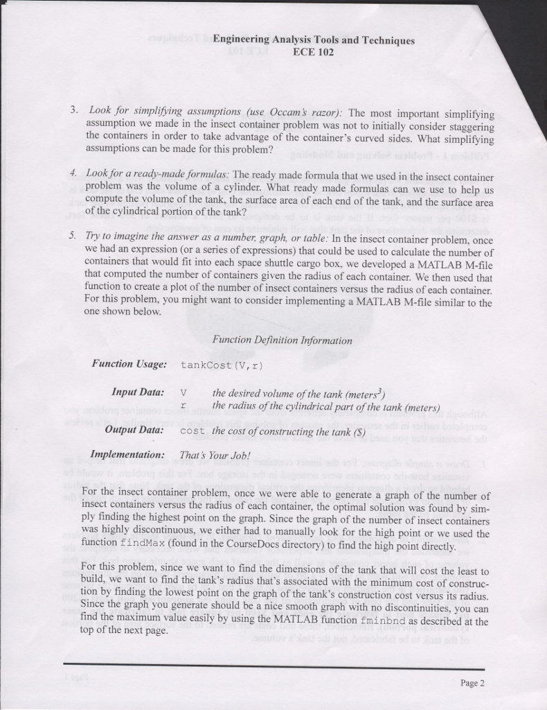 Engineering Analysis Tools and Techniques ECE 102