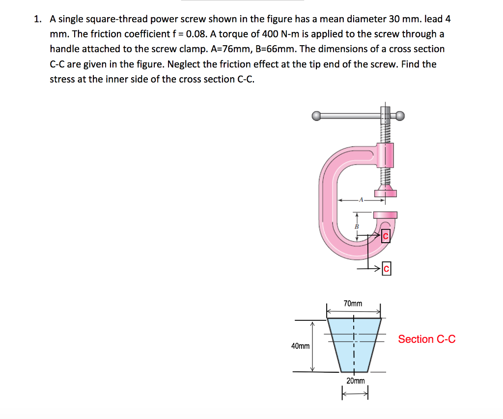 Solved A single squarethread power screw shown in the