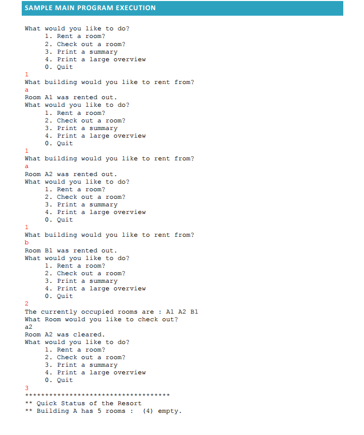 Solved CS145 PROGRAMMING ASSIGNMENT 18 RESORT HOTEL OVERVIEW | Chegg.com