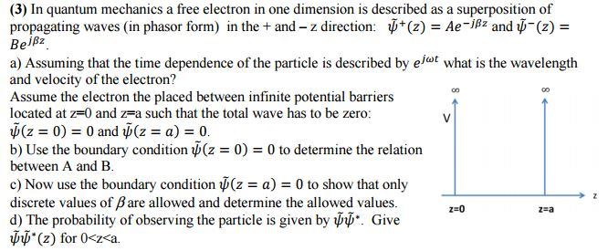 (3) In quantum mechanics a free electron in one | Chegg.com