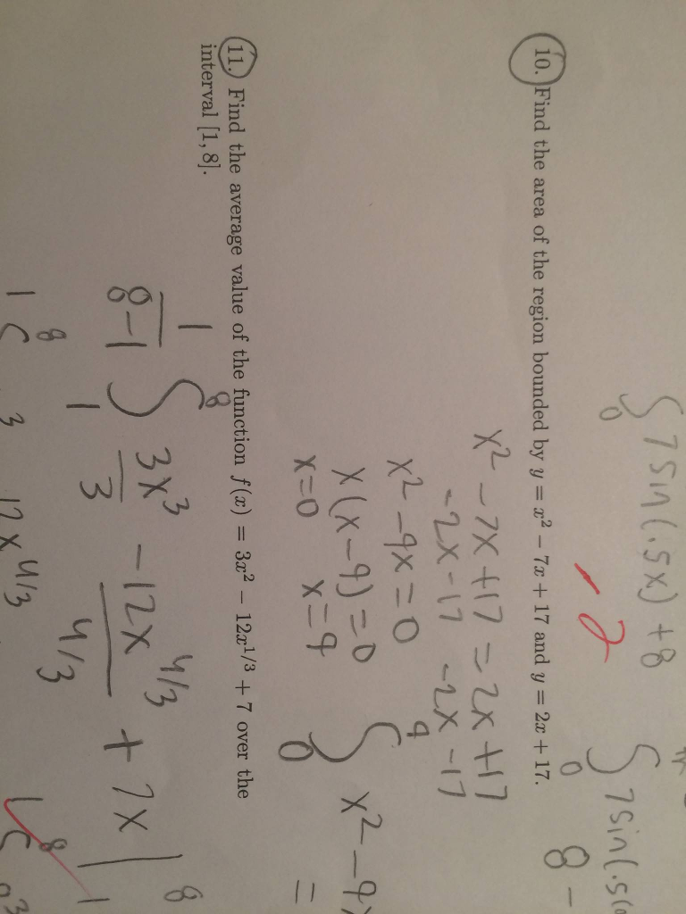Solved Find The Area Of The Region Bounded By Y X 2 7x Chegg