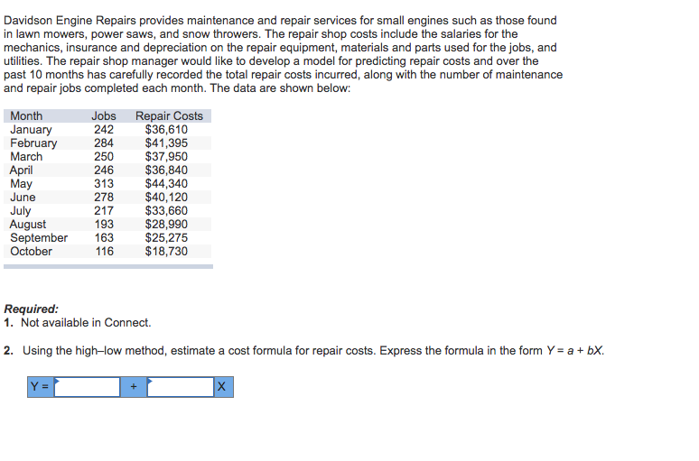 Solved Davidson Engine Repairs provides maintenance and Chegg