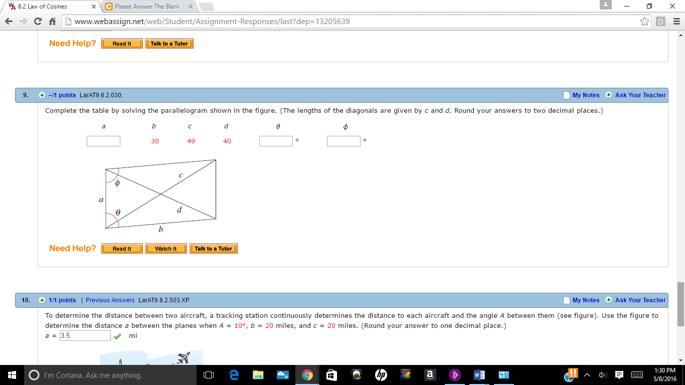 Solved Complete the table by solving the parallelogram shown | Chegg.com