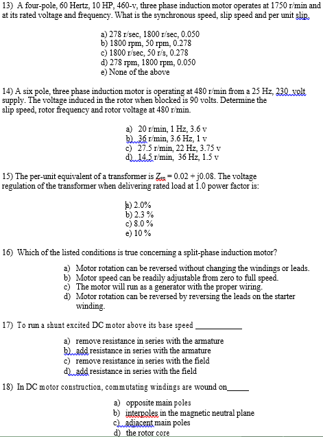 Solved 7 If an induction motor were to be operated at 90% | Chegg.com