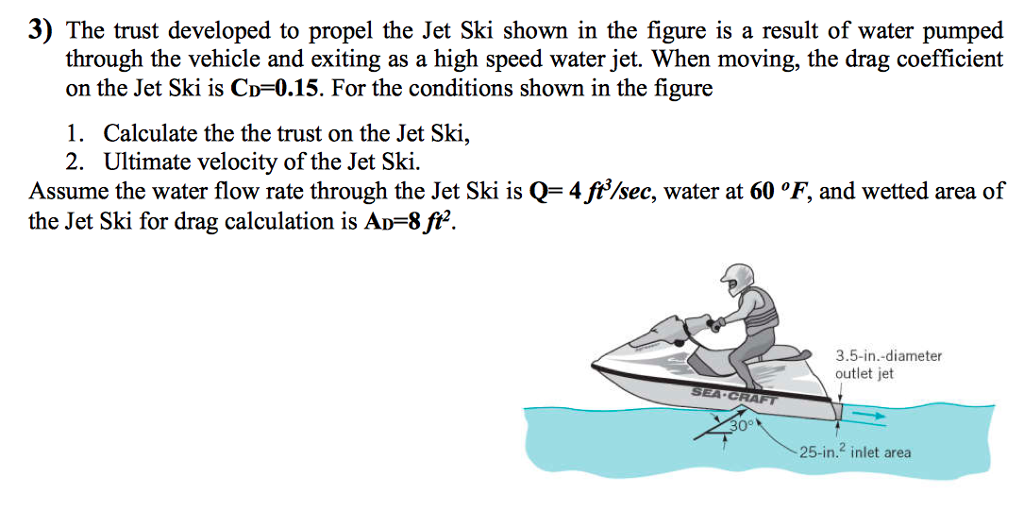 Solved 3) The trust developed to propel the Jet Ski shown in