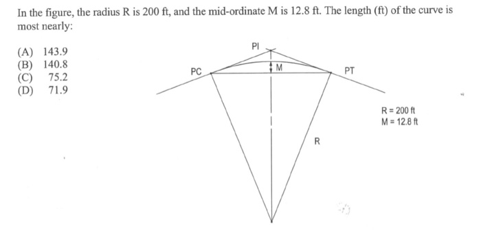 Solved In the figure, the radius R is 200 ft, and the | Chegg.com