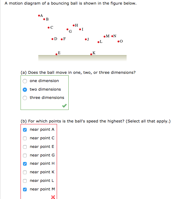 Solved A motion diagram of a bouncing ball is shown in the | Chegg.com